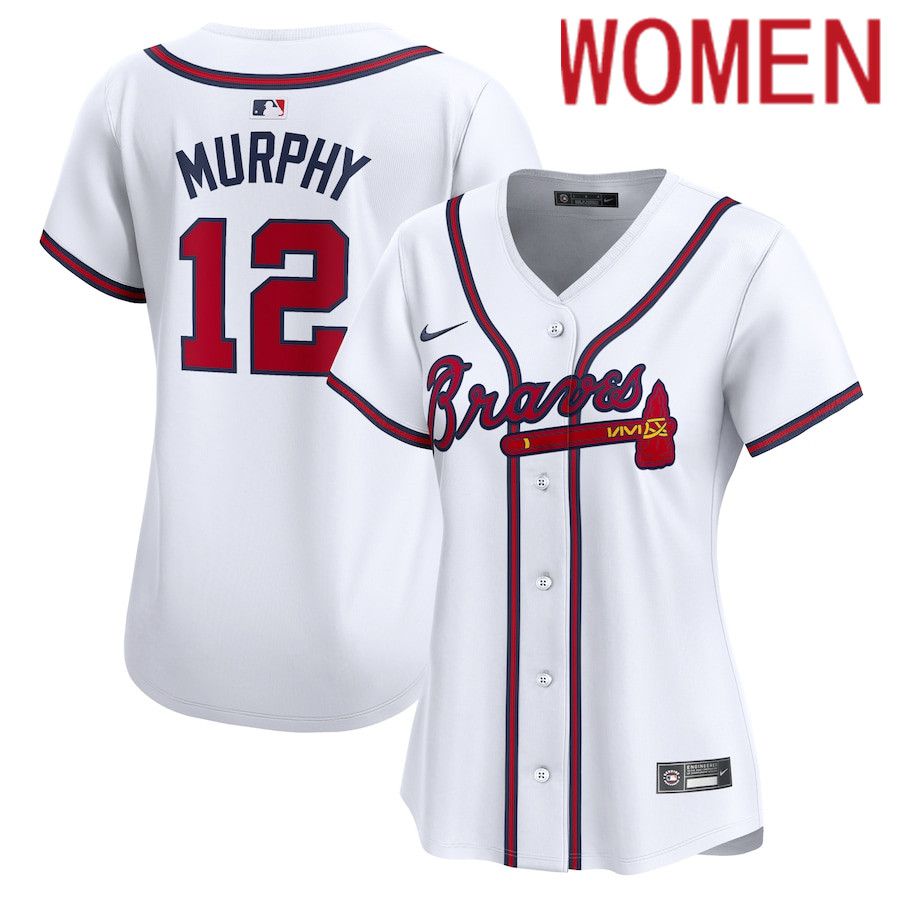 Women Atlanta Braves 12 Sean Murphy Nike White Home Limited Player MLB Jersey